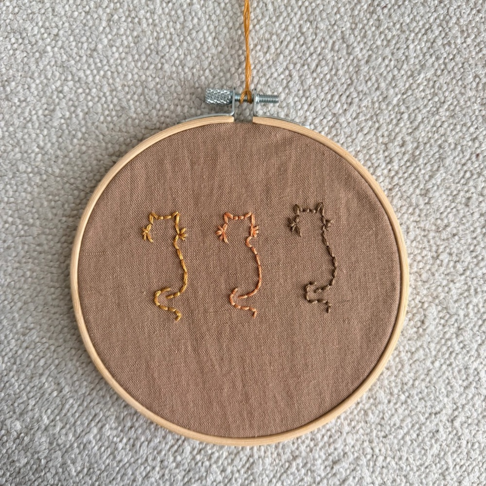 Orange Cat Embroidery Hoop Art